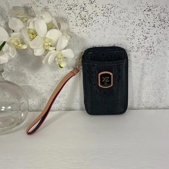 🆕 Guess Black Logo Zip Around Wallet with Front Pocket - Picture 1 of 12